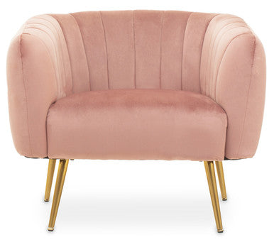 Larissa Pink Velvet Channel Tufted Accent Chair