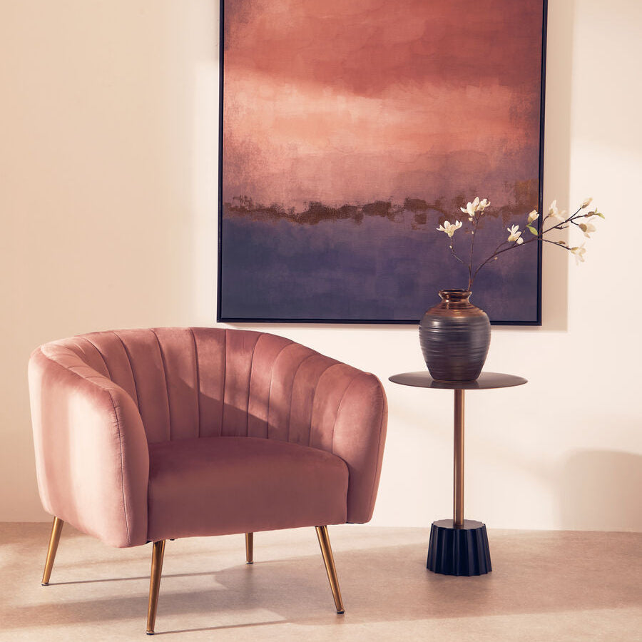Larissa Pink Velvet Channel Tufted Accent Chair
