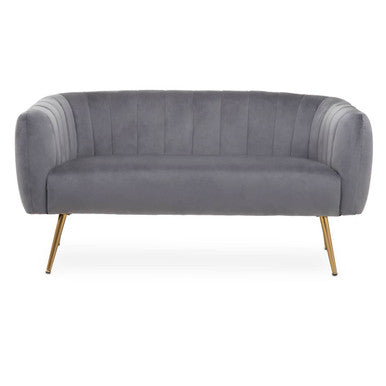 Gray sofa with gold legs on a white background