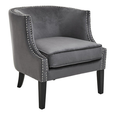 Larissa Grey Velvet Studded Chair