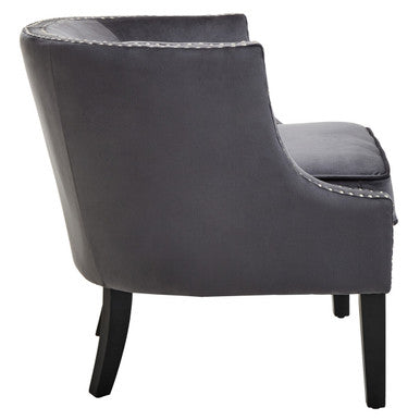 Larissa Grey Velvet Studded Chair