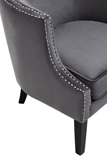 Larissa Grey Velvet Studded Chair