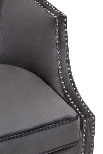 Larissa Grey Velvet Studded Chair