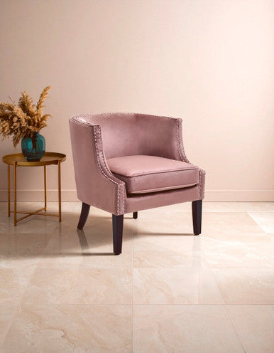 Larissa Pink Velvet Studded Chair