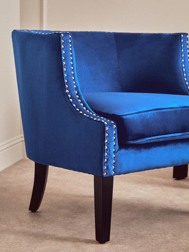 Larissa Blue Velvet Studded Chair