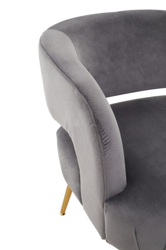Larissa Grey Velvet Curved Accent Chair