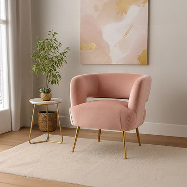 Larissa Pink Velvet Curved Accent Chair - image 1