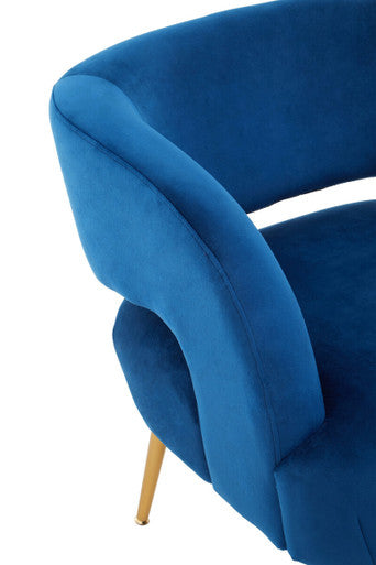 Larissa Blue Velvet Curved Accent Chair
