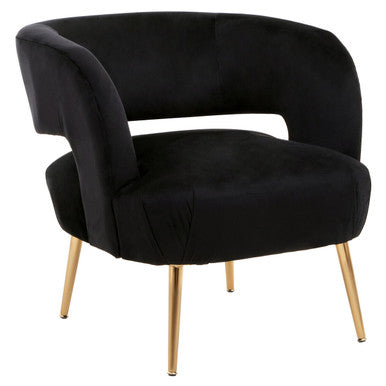 Larissa Black Velvet Curved Accent Chair - image 4