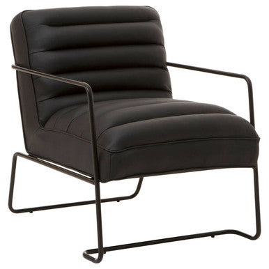 New Foundry Black leather Effect and Metal Frame Chair