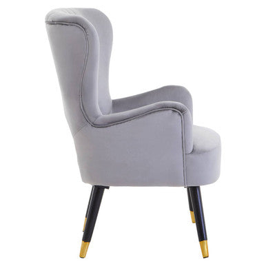 Loretta Grey Velvet Cut Out Back Chair