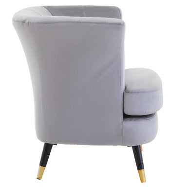 Loretta Grey Velvet Curved Accent Chair