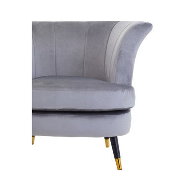 Loretta Grey Velvet Curved Accent Chair