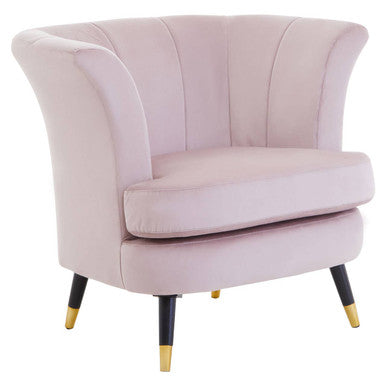 Loretta Dusky Pink Velvet Curved Accent Chair