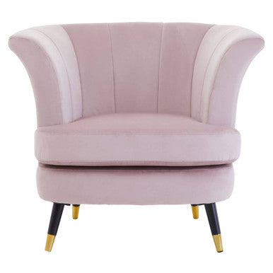 Loretta Dusky Pink Velvet Curved Accent Chair