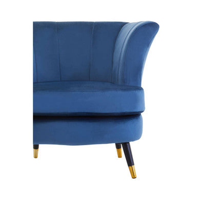 Loretta Midnight Blue Velvet Curved Accent Chair