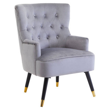 Loretta Grey Velvet Tufted Chair