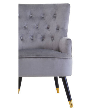 Loretta Grey Velvet Tufted Chair