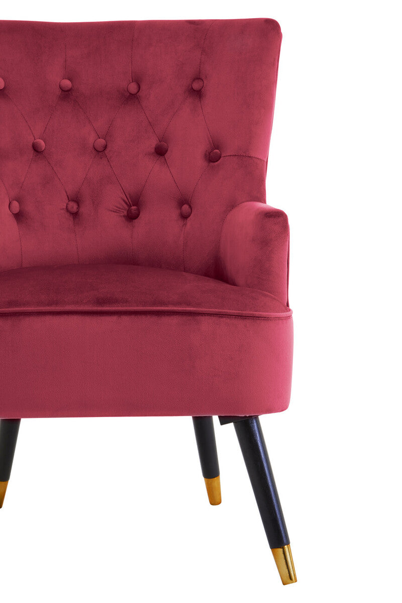 Loretta Wine Velvet Chair With Black Wood Legs - Image 5