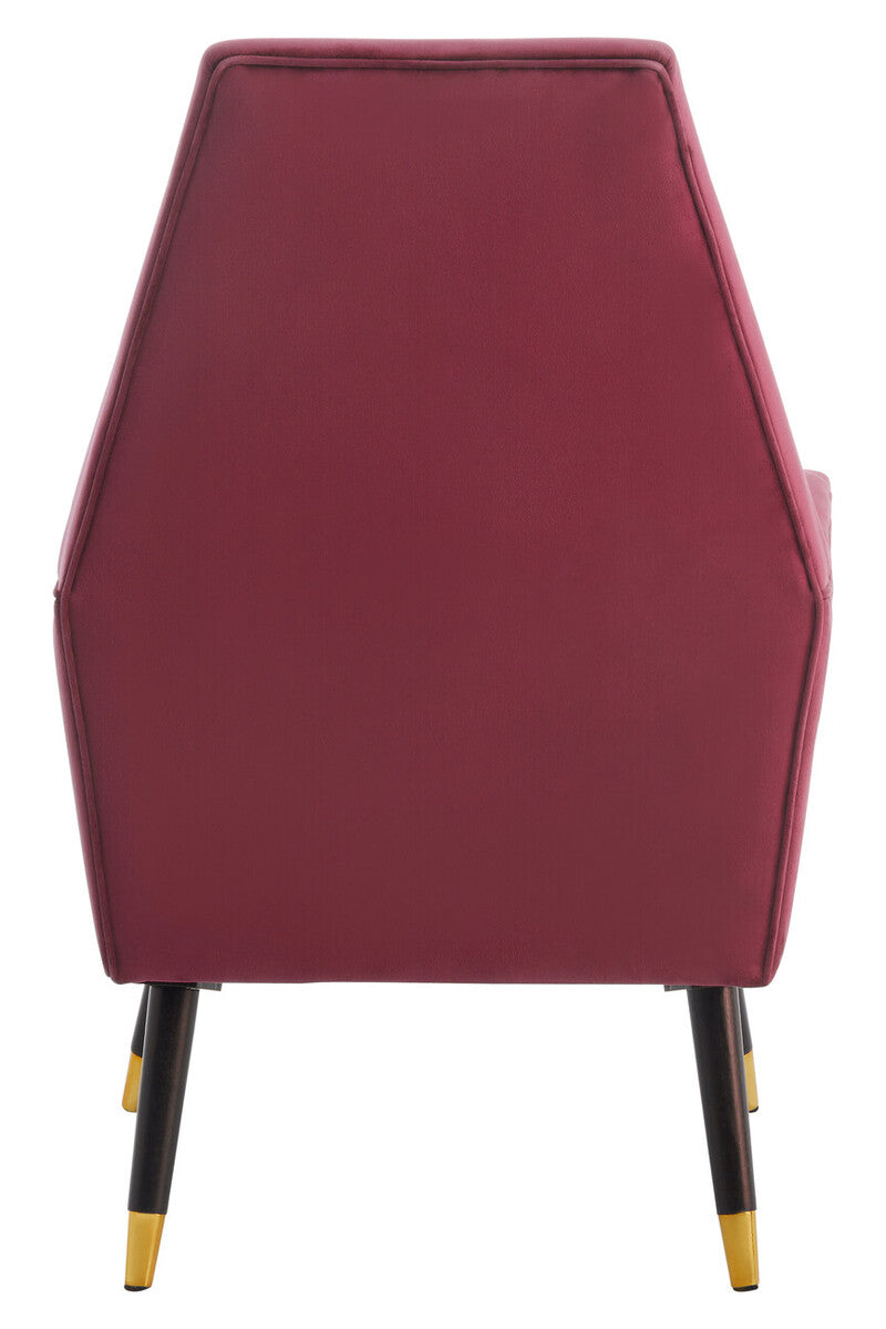 Loretta Wine Velvet Chair With Black Wood And Gold Finish Legs
