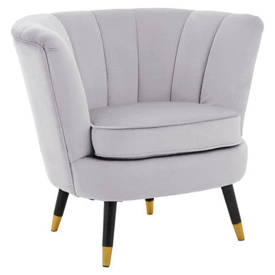 Loretta Grey Velvet Shell Accent Chair