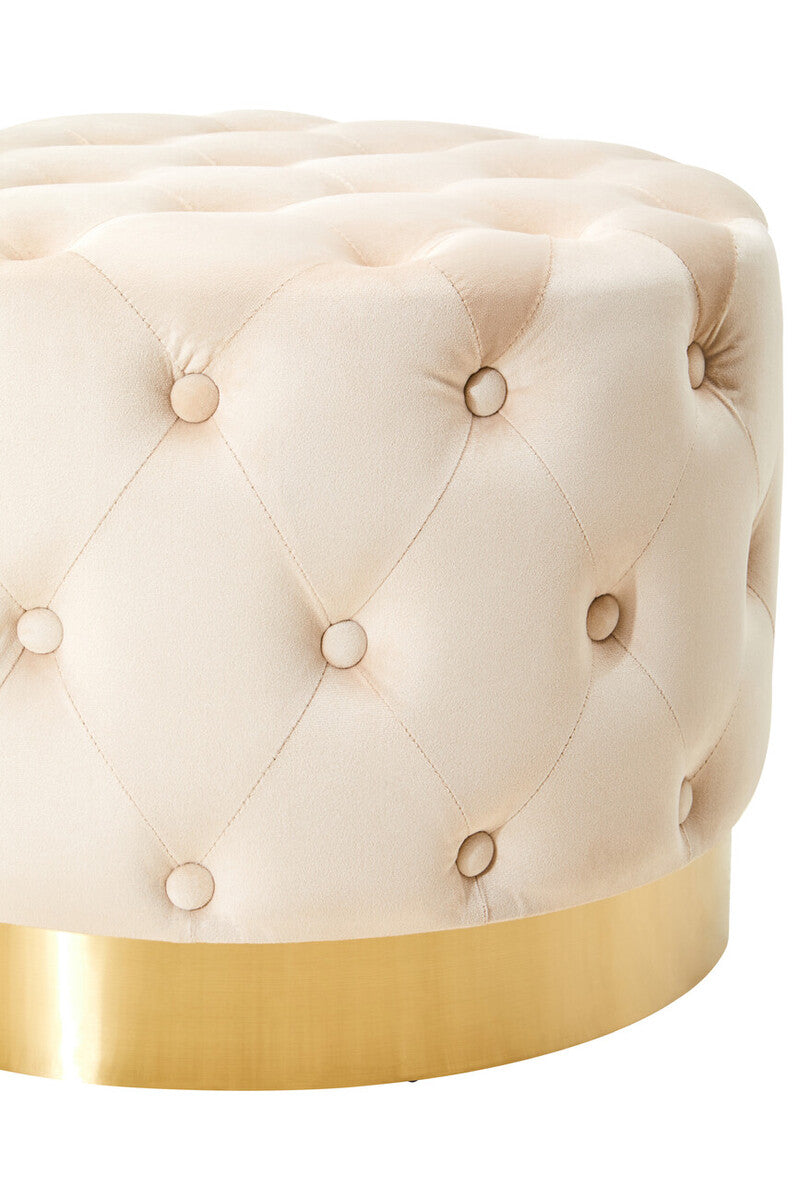 Loretta Stone Velvet Stool With Matte Gold Finish Base - Image 3