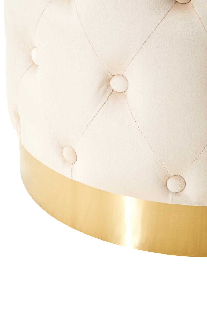 Loretta Stone Velvet Stool With Matte Gold Finish Base - Image 5