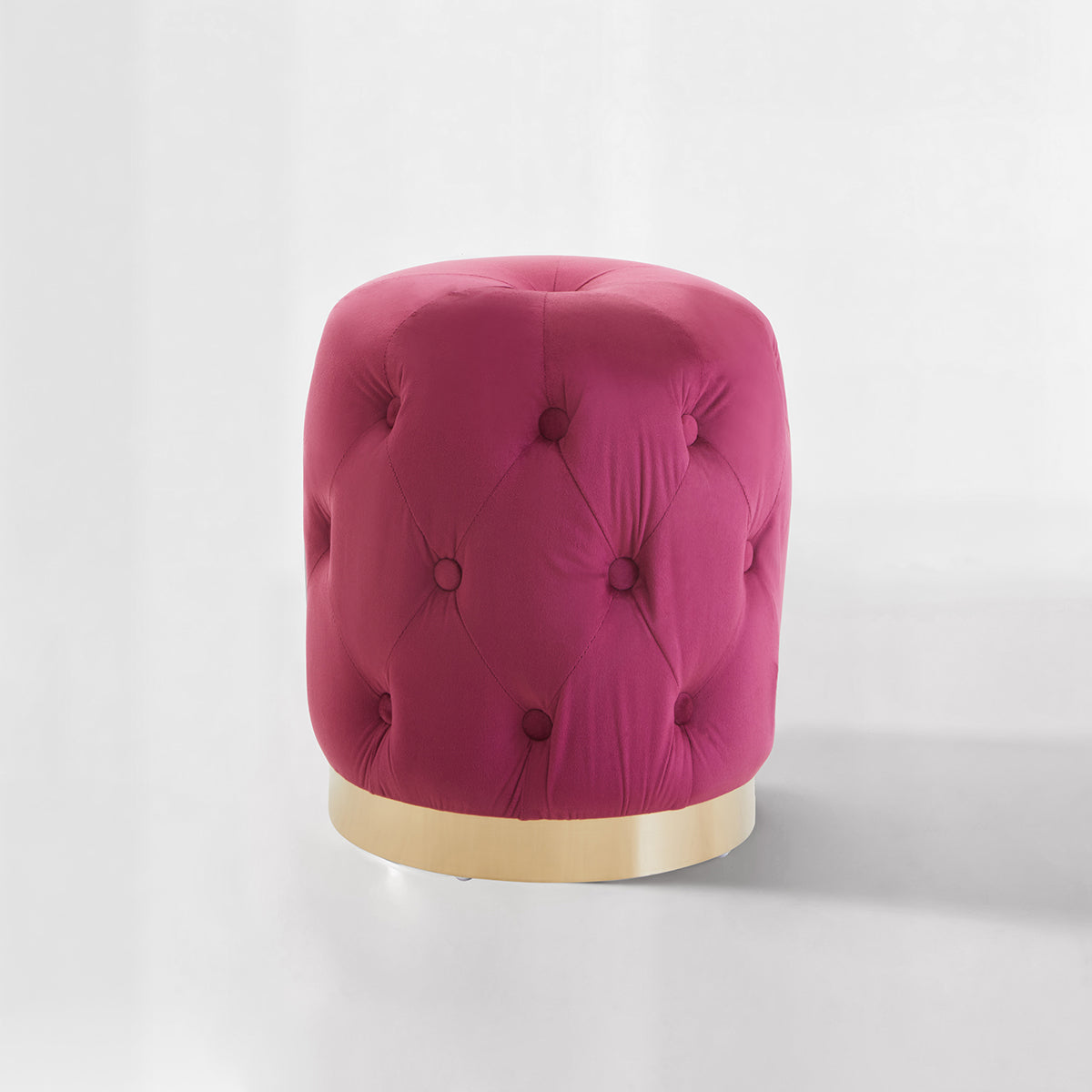 Loretta Wine Velvet Button Tufted Stool