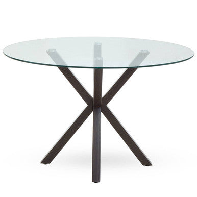 Salford Round Dining Table With Black Wood Effect Metal Legs
