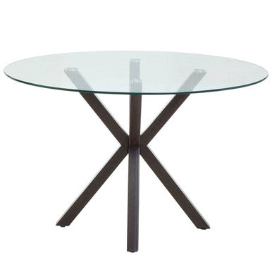 Salford Round Dining Table With Black Wood Effect Metal Legs