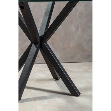 Salford Round Dining Table With Black Metal Legs