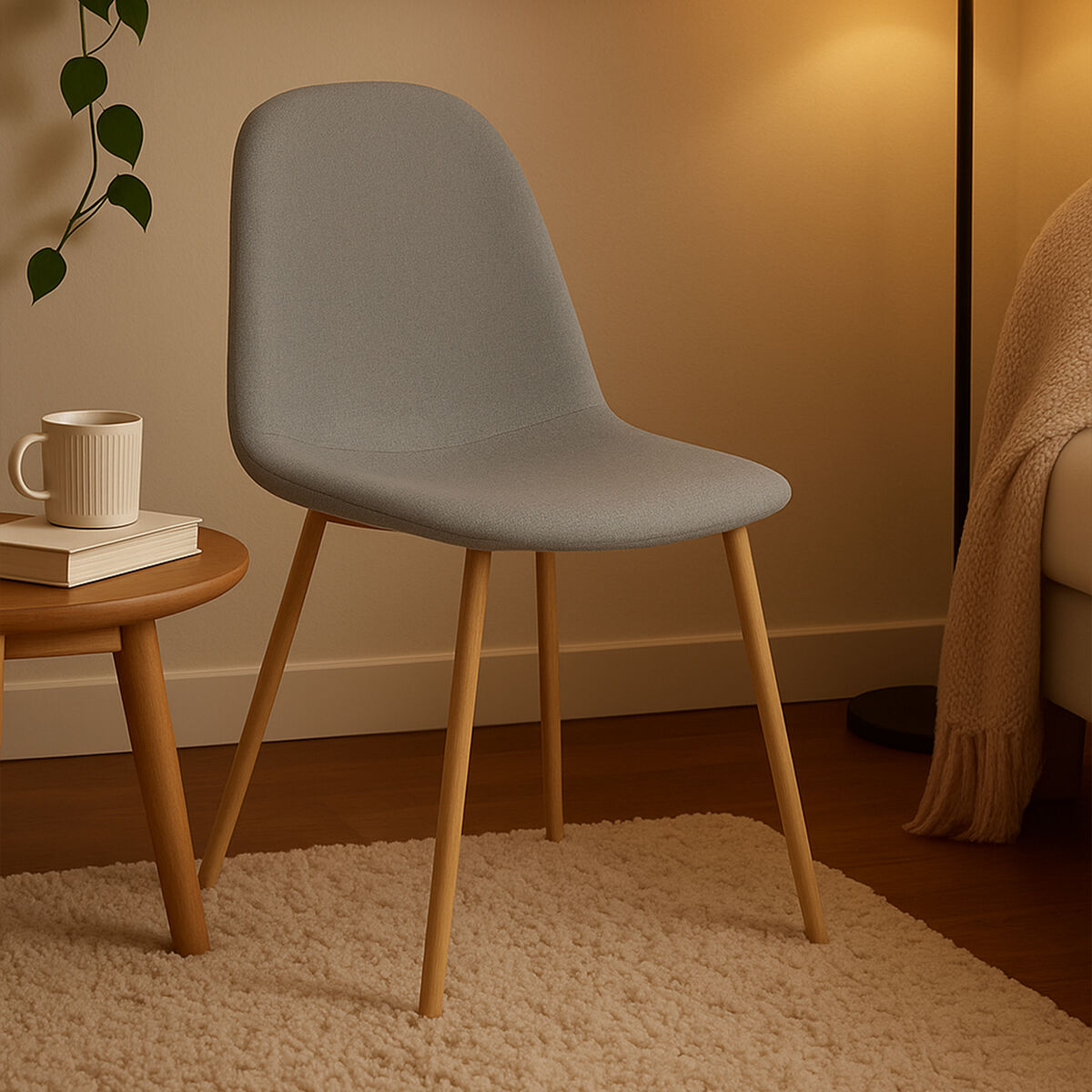 Salford Grey Dining Chair With Wood Effect Legs