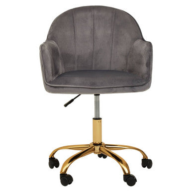 Brent Grey Velvet And Gold Base Home Office Chair