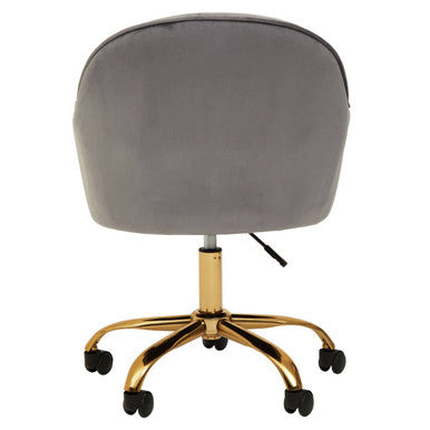 Brent Grey Velvet And Gold Base Home Office Chair