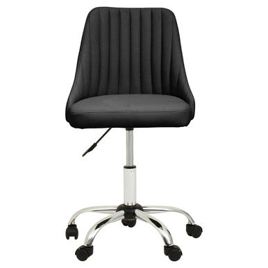 Black office chair with a chrome base on a white background