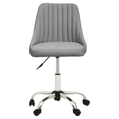 Gray office chair with a ribbed backrest on a white background
