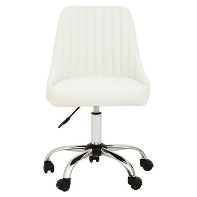 White office chair with a chrome base on a white background