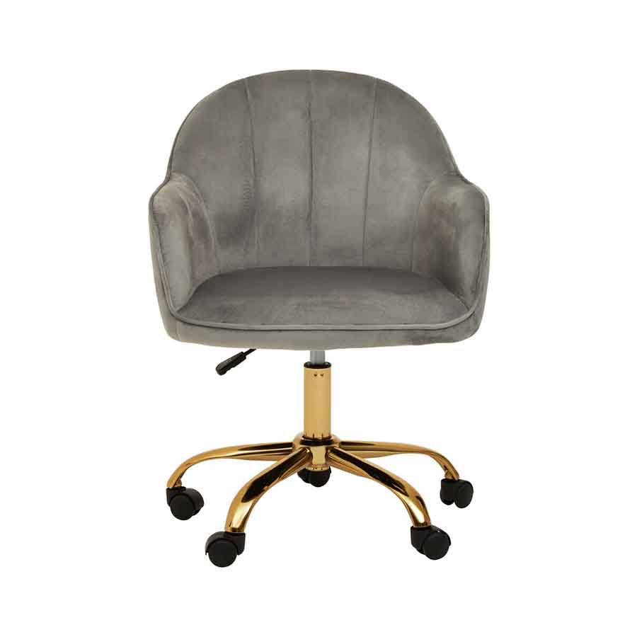 Brent Grey Velvet And Gold Home Office Chair