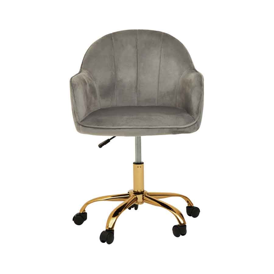 Brent Grey Velvet And Gold Home Office Chair