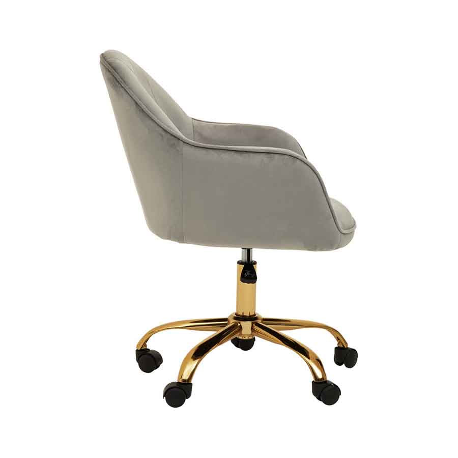 Brent Grey Velvet And Gold Home Office Chair