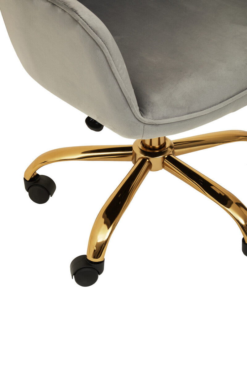 Brent Grey Velvet And Gold Home Office Chair