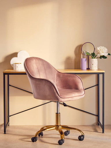 Brent Pink Velvet And Gold Home Office Chair