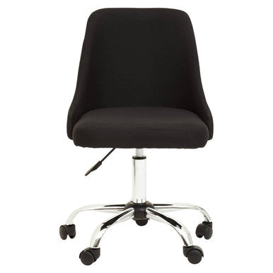 Black office chair with chrome base on a white background