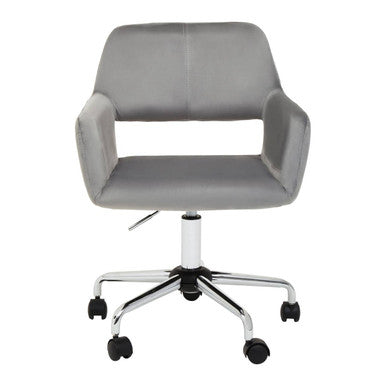 Gray office chair with a white base on a white background