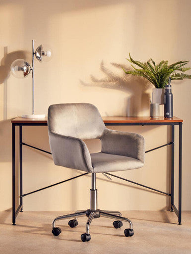 Brent Grey Velvet And Chrome Base Home Office Chair