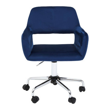 Brent Navy Velvet And Chrome Base Home Office Chair - image 2