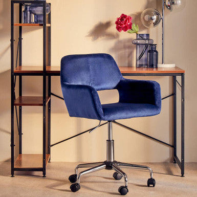 Brent Navy Velvet And Chrome Base Home Office Chair - image 1