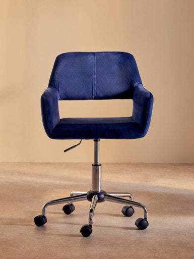 Brent Navy Velvet And Chrome Base Home Office Chair - image 6