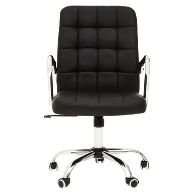 Black office chair with chrome base on a white background
