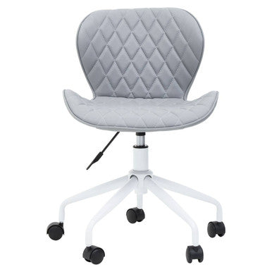 Gray office chair with quilted design on a white background